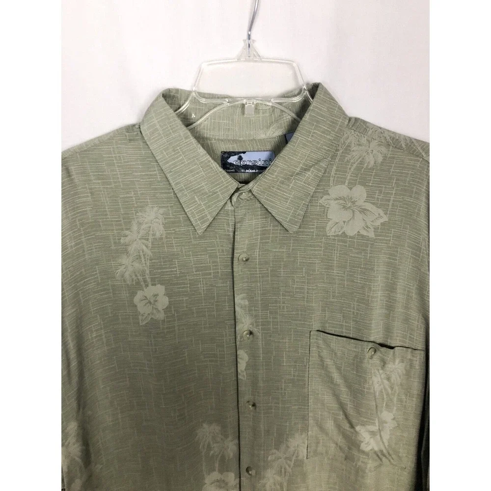 Corsini capri St‎ Tropez Ibiza button up size XL Green Hawaiian shirt